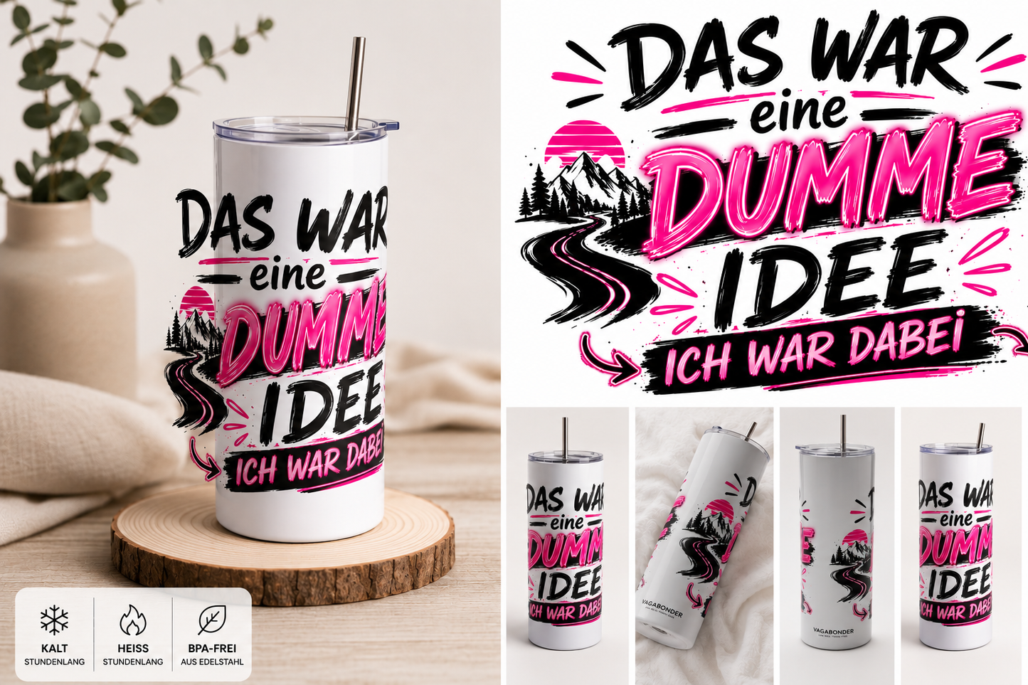 Premium Travel Tumbler – Edelstahl, isoliert & auslaufsicher